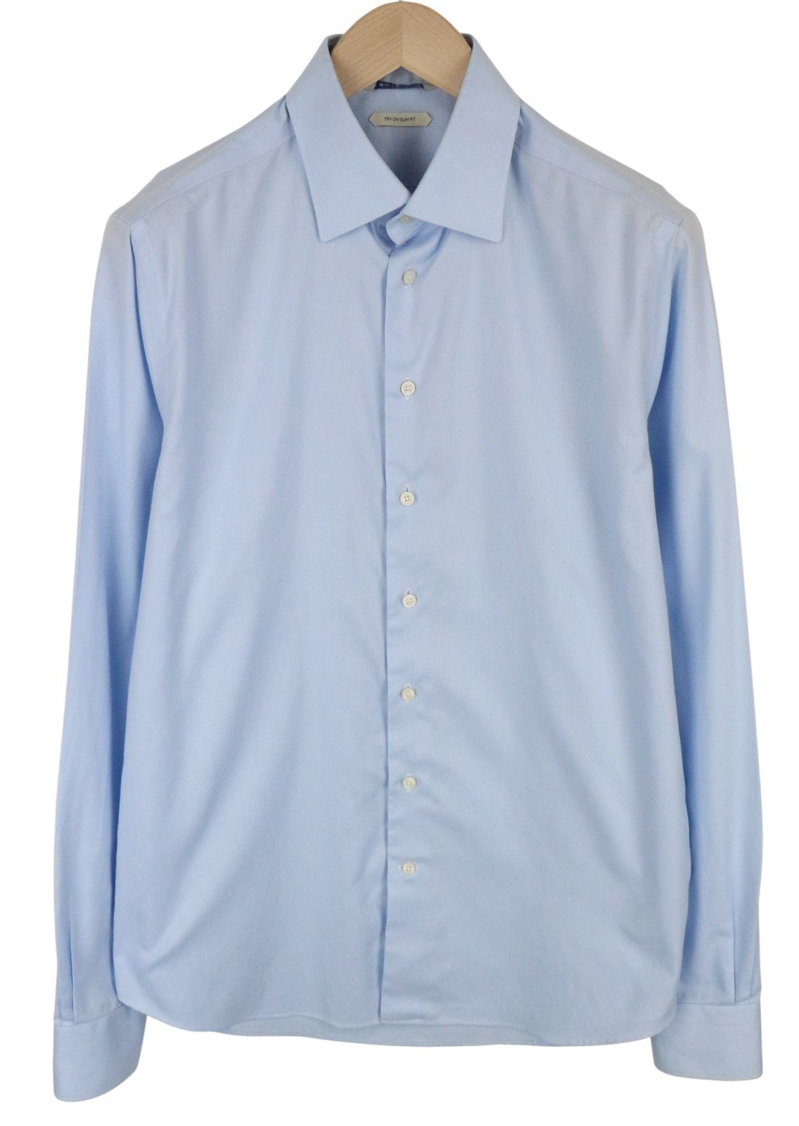 SUITSUPPLY Men's Formal Shirt 41L/16L Blue Melange Try On Slim Fit Pure Cotton