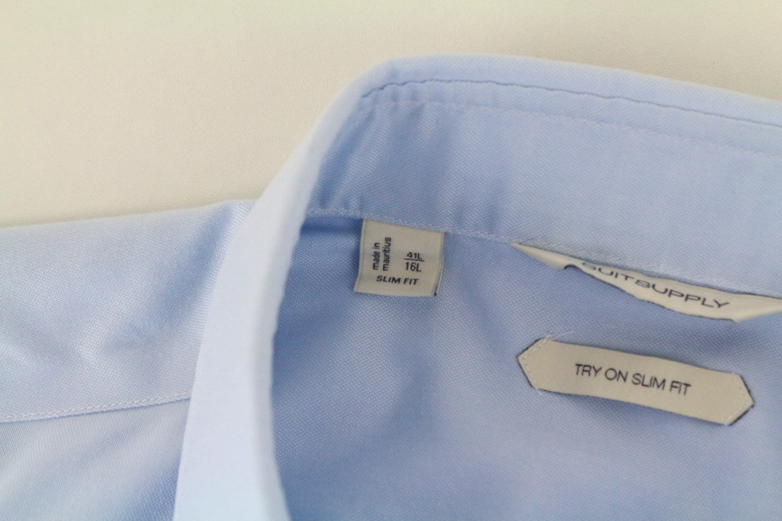 SUITSUPPLY Men's Formal Shirt 41L/16L Blue Melange Try On Slim Fit Pure Cotton