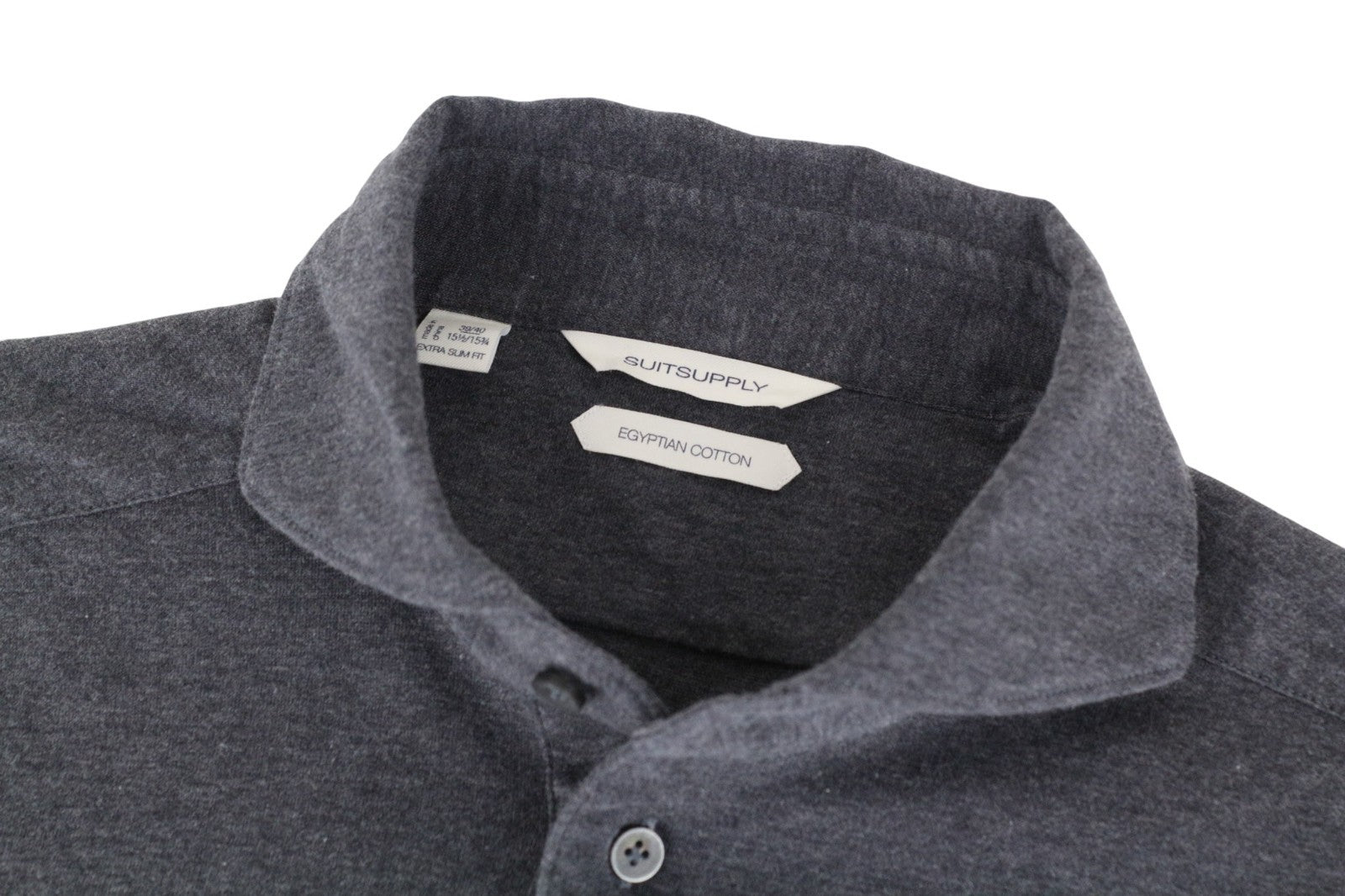 SUITSUPPLY vyriški oficialūs marškinėliai 39/15 1/2-40/15 3/4 pilki polo medvilniniai itin ploni 