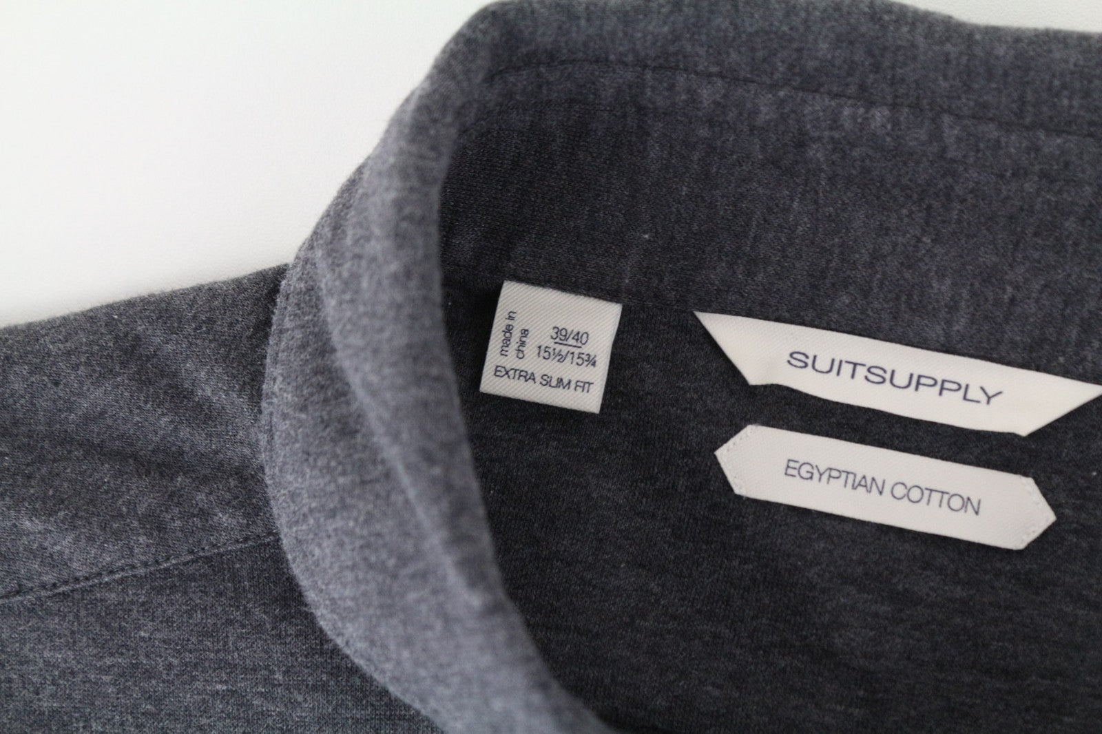 SUITSUPPLY vyriški oficialūs marškinėliai 39/15 1/2-40/15 3/4 pilki polo medvilniniai itin ploni 