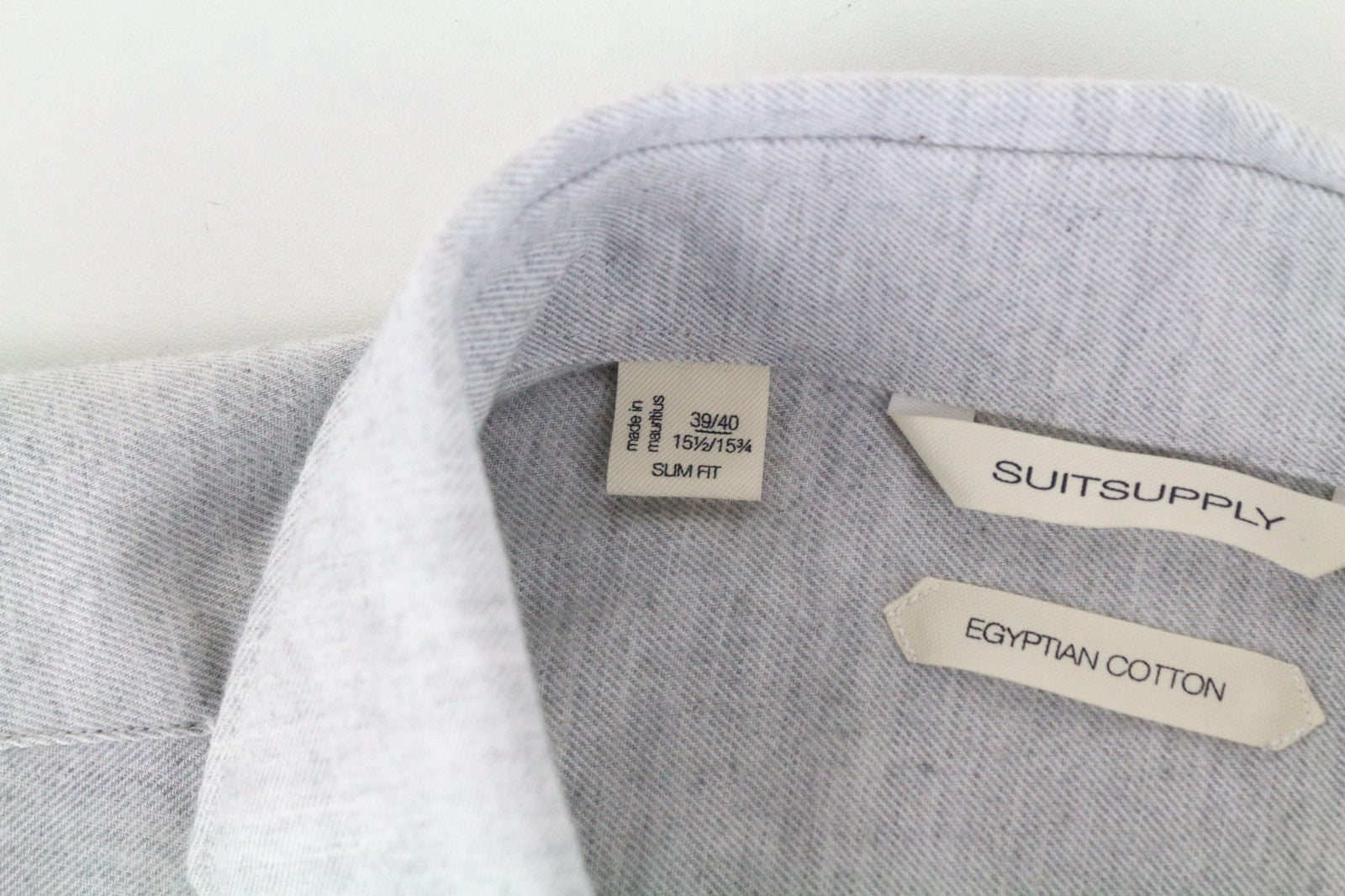 SUITSUPPLY vyriški oficialūs marškinėliai, 39/15 1/2-40/15 3/4 pilki Egipto medvilnės ploni 