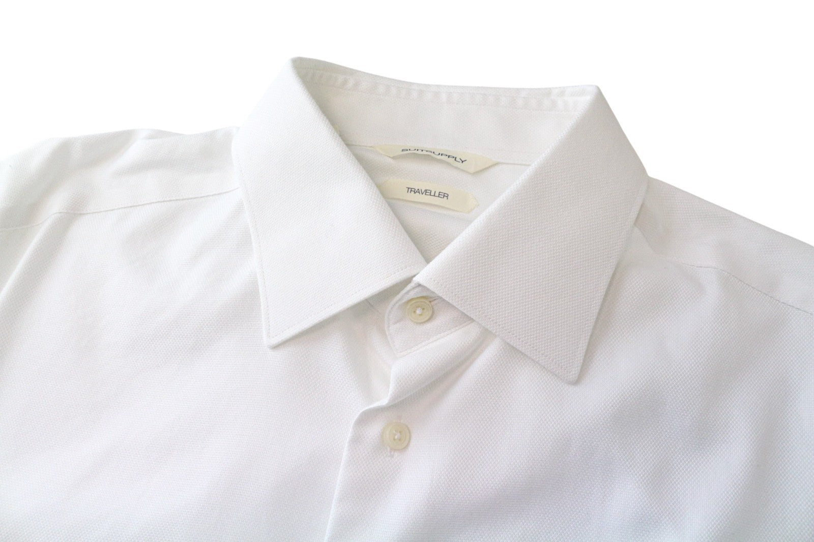 SUITSUPPLY vyriški oficialūs marškinėliai, 41L/16L balti ilgomis rankovėmis, ploni, grynos medvilnės 