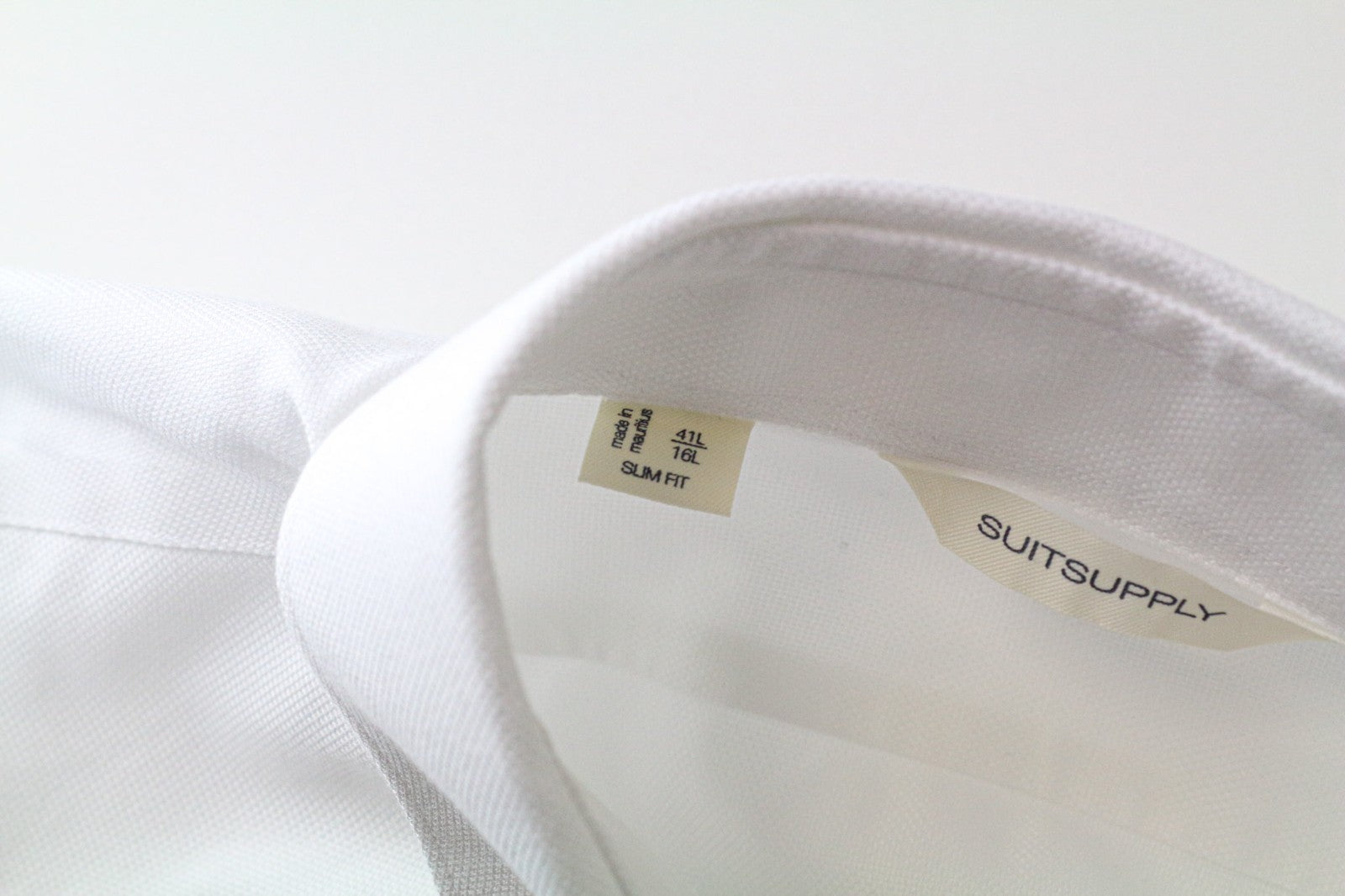 SUITSUPPLY vyriški oficialūs marškinėliai, 41L/16L balti ilgomis rankovėmis, ploni, grynos medvilnės 