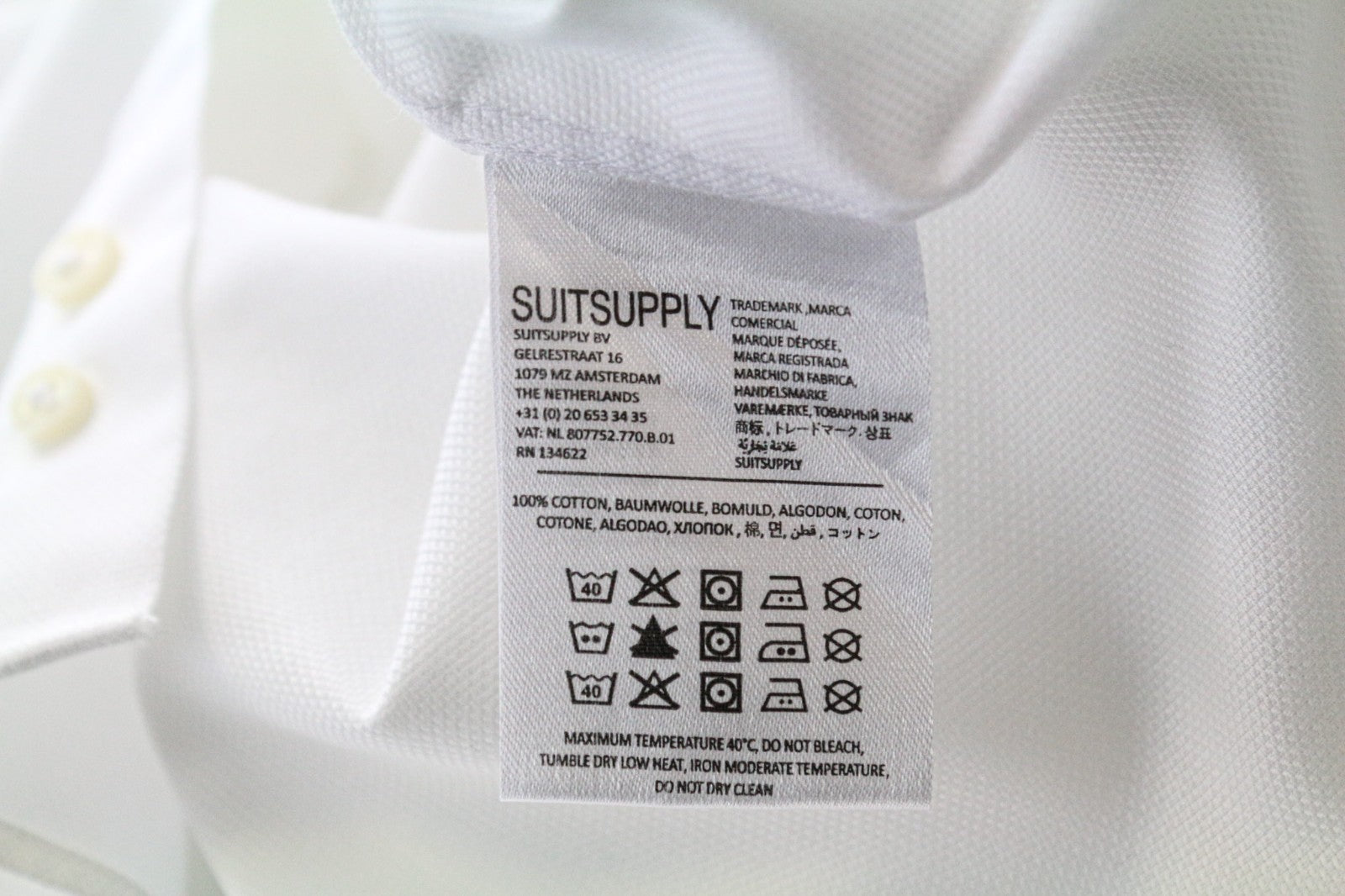 SUITSUPPLY vyriški oficialūs marškinėliai, 41L/16L balti ilgomis rankovėmis, ploni, grynos medvilnės 