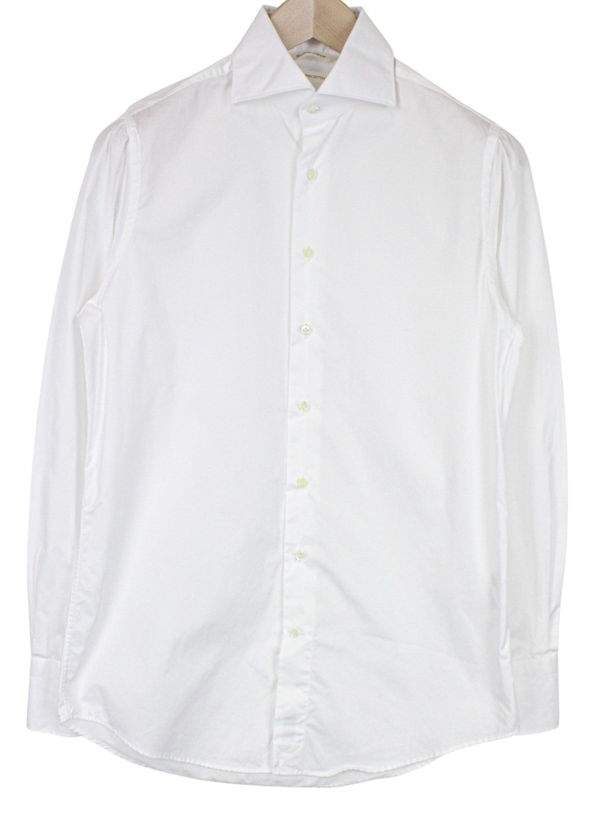 SUITSUPPLY Men's Formal Shirt 37/14 1/2 White Pure Cotton Twill Slim Long Sleeve