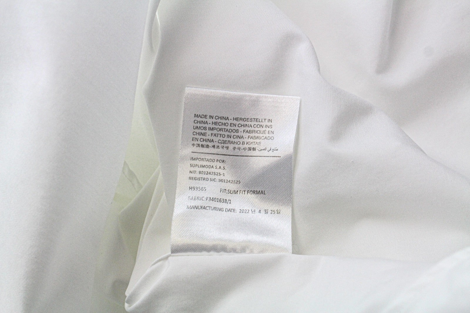 SUITSUPPLY Men's Formal Shirt 37/14 1/2 White Pure Cotton Twill Slim Long Sleeve