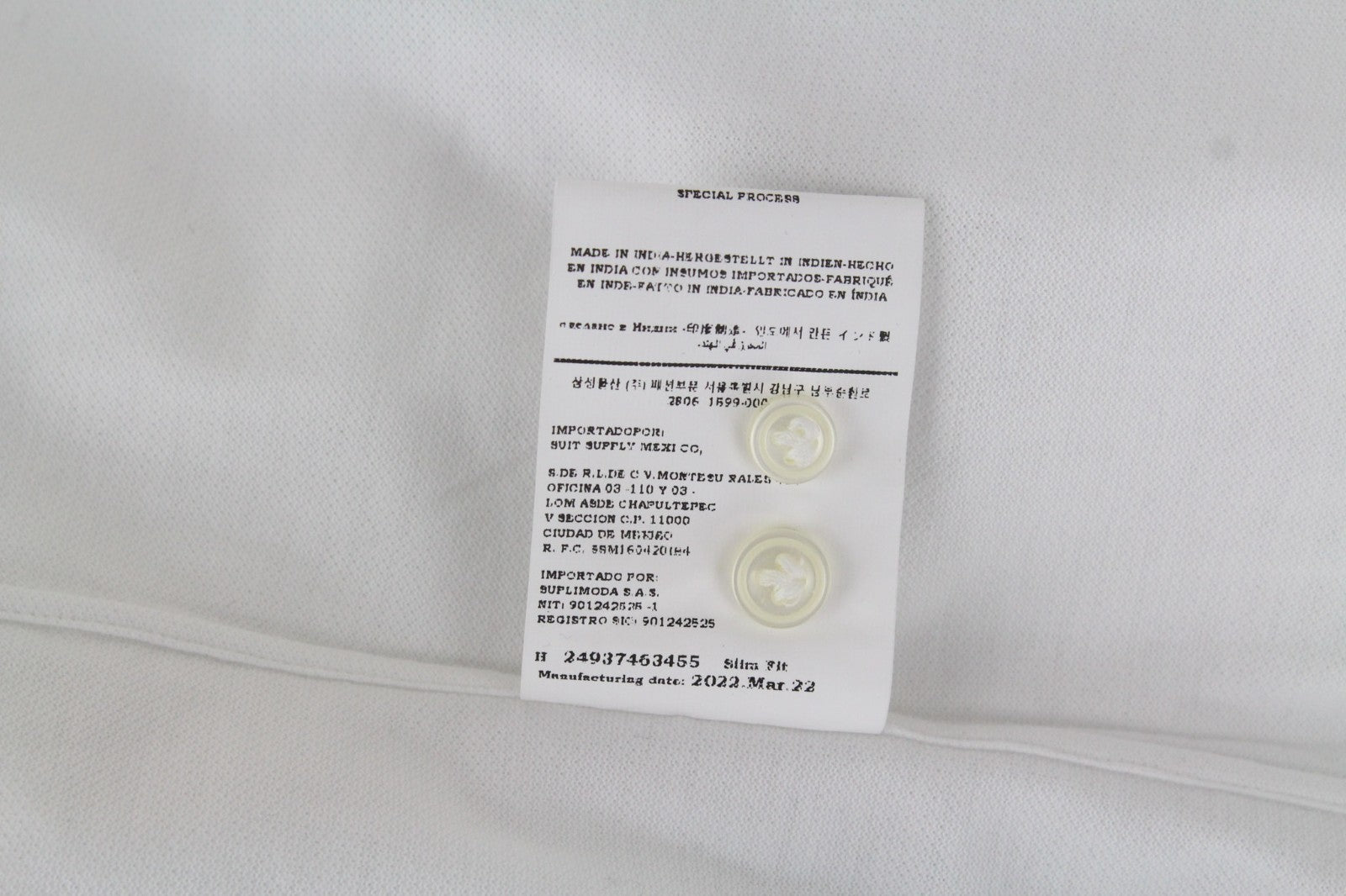 SUITSUPPLY Men's Formal Shirt ~XS White Button-Up Pure Cotton Long Sleeve Slim