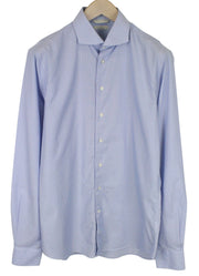 SUITSUPPLY Men's Formal Shirt 41.7/16L Try On Striped Blue Extra Slim Fit