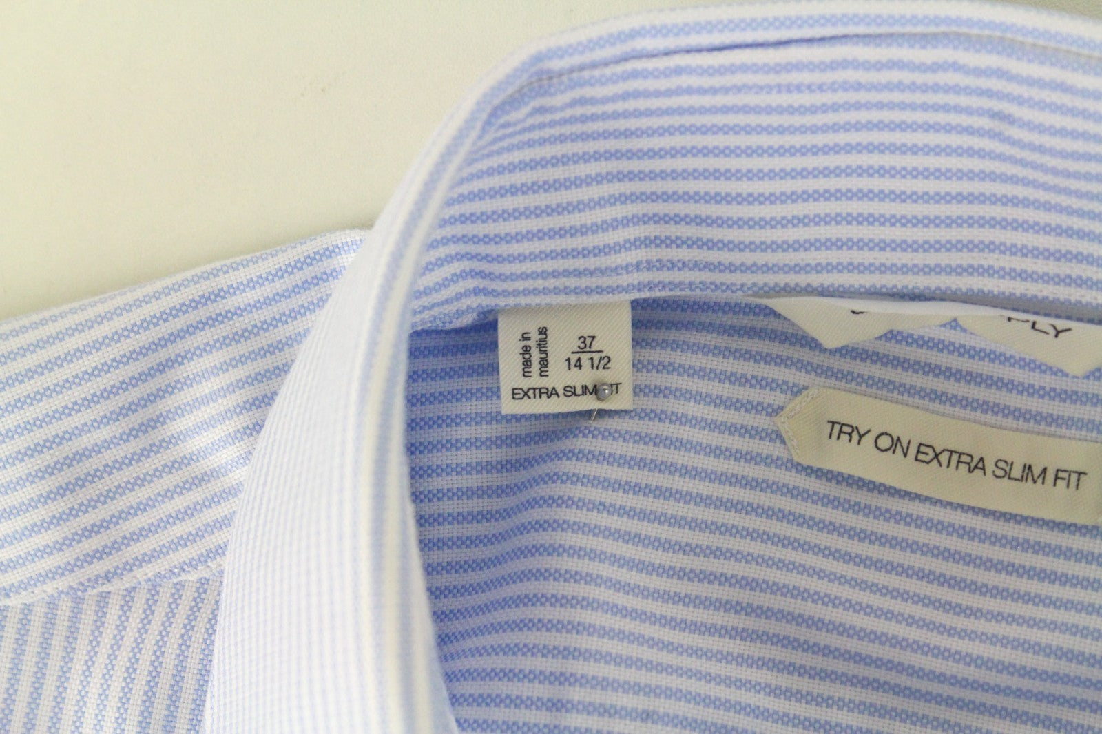 SUITSUPPLY Men's Formal Shirt 37/14 1/2 Blue Stripe Try On Extra Slim Cotton