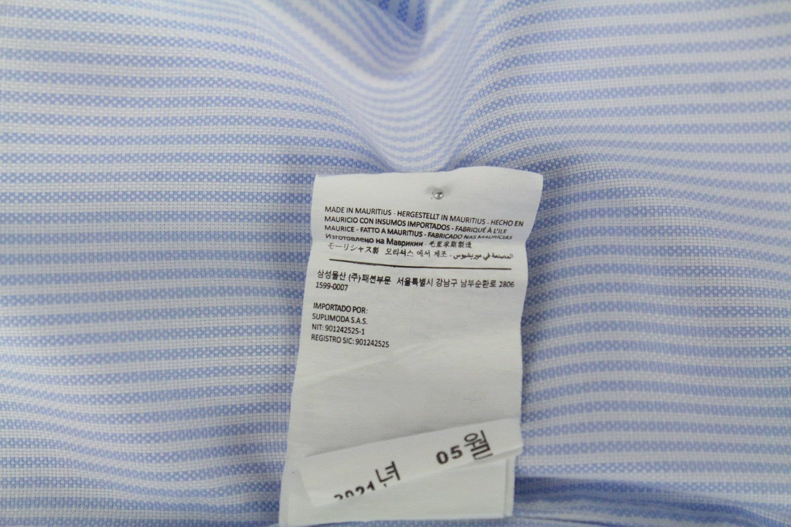 SUITSUPPLY Men's Formal Shirt 37/14 1/2 Blue Stripe Try On Extra Slim Cotton