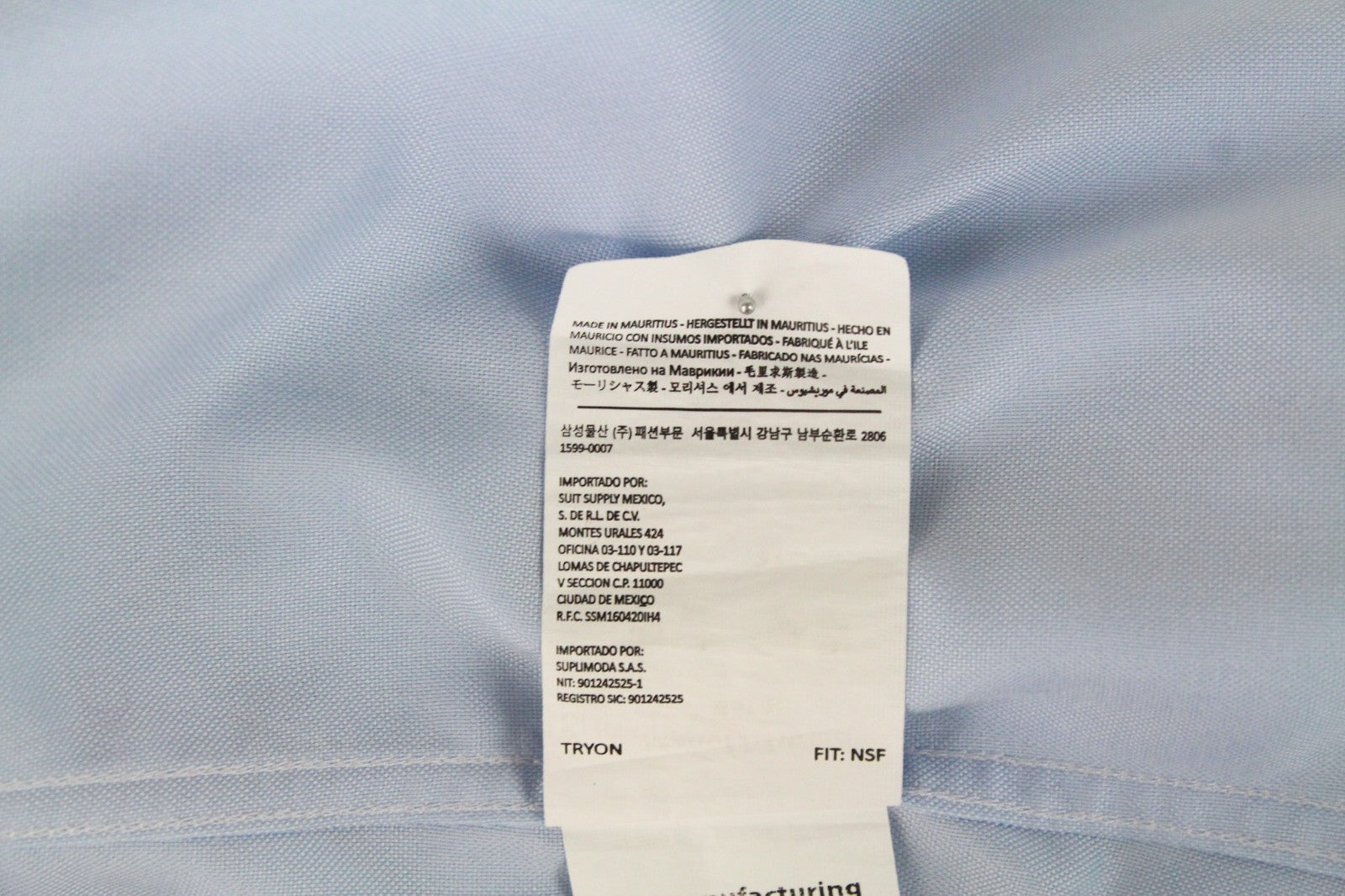 SUITSUPPLY Men's Formal Shirt 45L/17 3/4L Light Blue Try On Slim Fit Pure Cotton