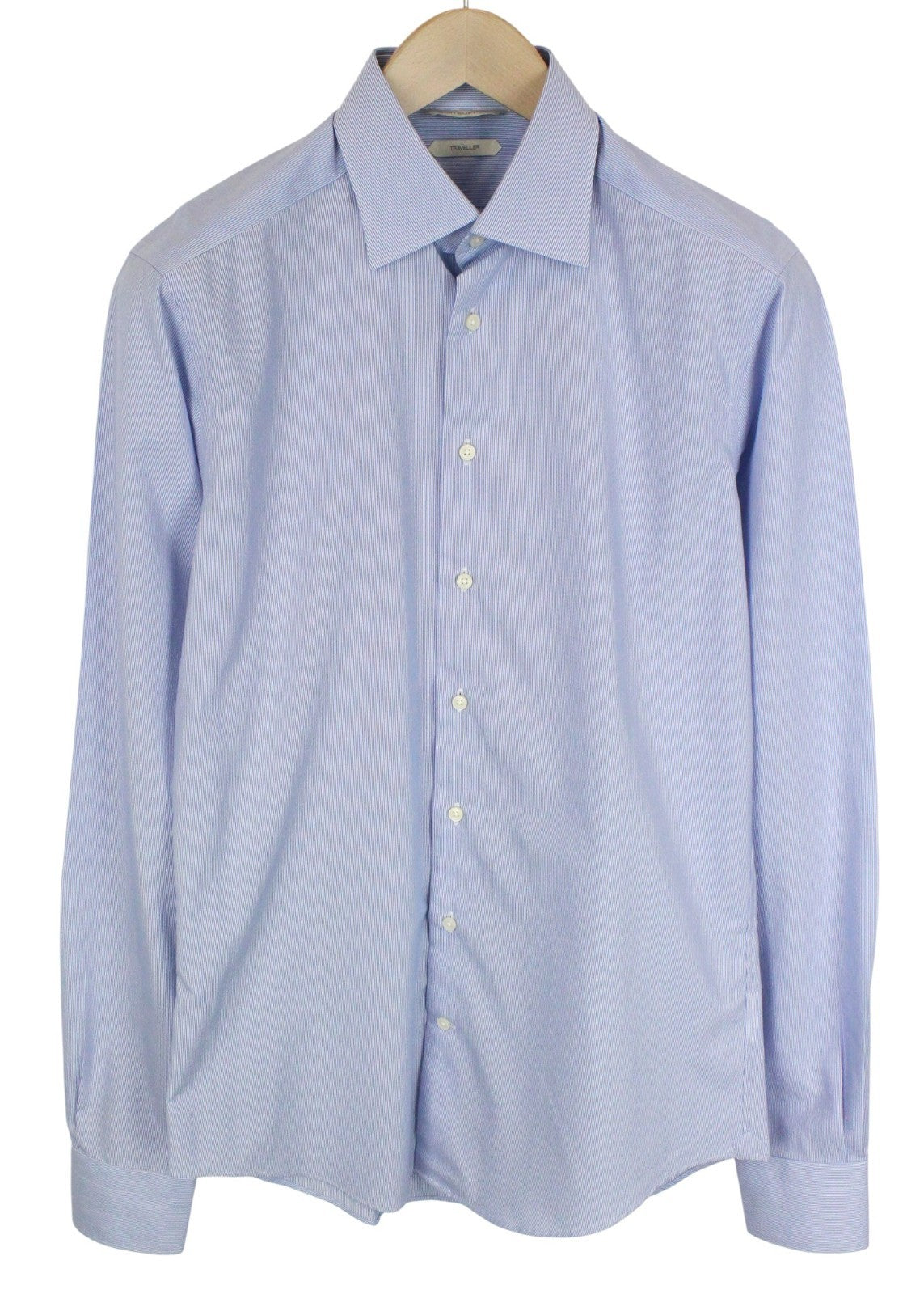 „SUITSUPPLY“ vyriški formalūs marškinėliai, 38,7/15 l, mėlyni dryžuoti, ilgi, ploni, medvilniniai 