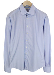 „SUITSUPPLY“ vyriški formalūs marškinėliai, 38,7/15 l, mėlyni dryžuoti, ilgi, ploni, medvilniniai 