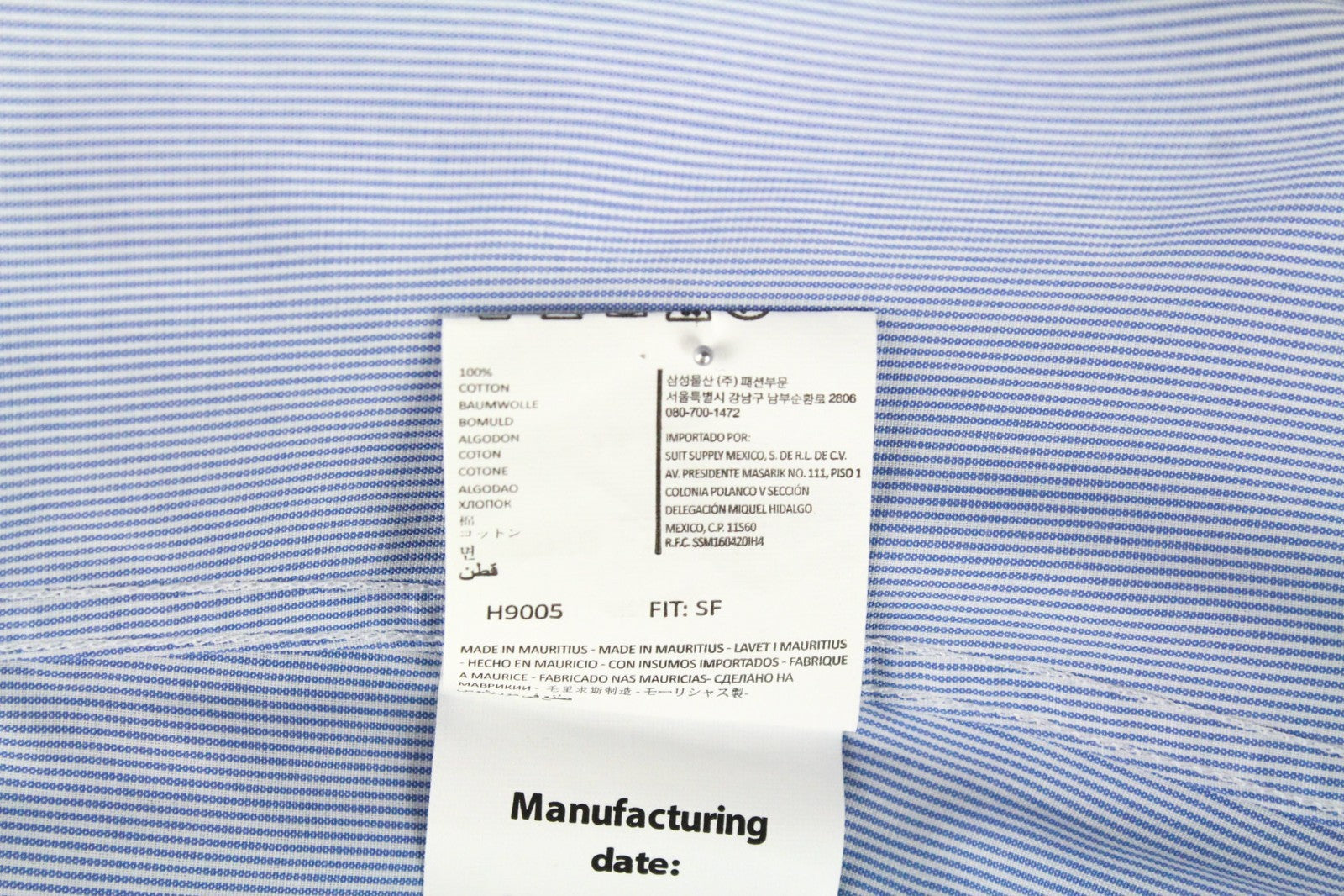 „SUITSUPPLY“ vyriški formalūs marškinėliai, 38,7/15 l, mėlyni dryžuoti, ilgi, ploni, medvilniniai 