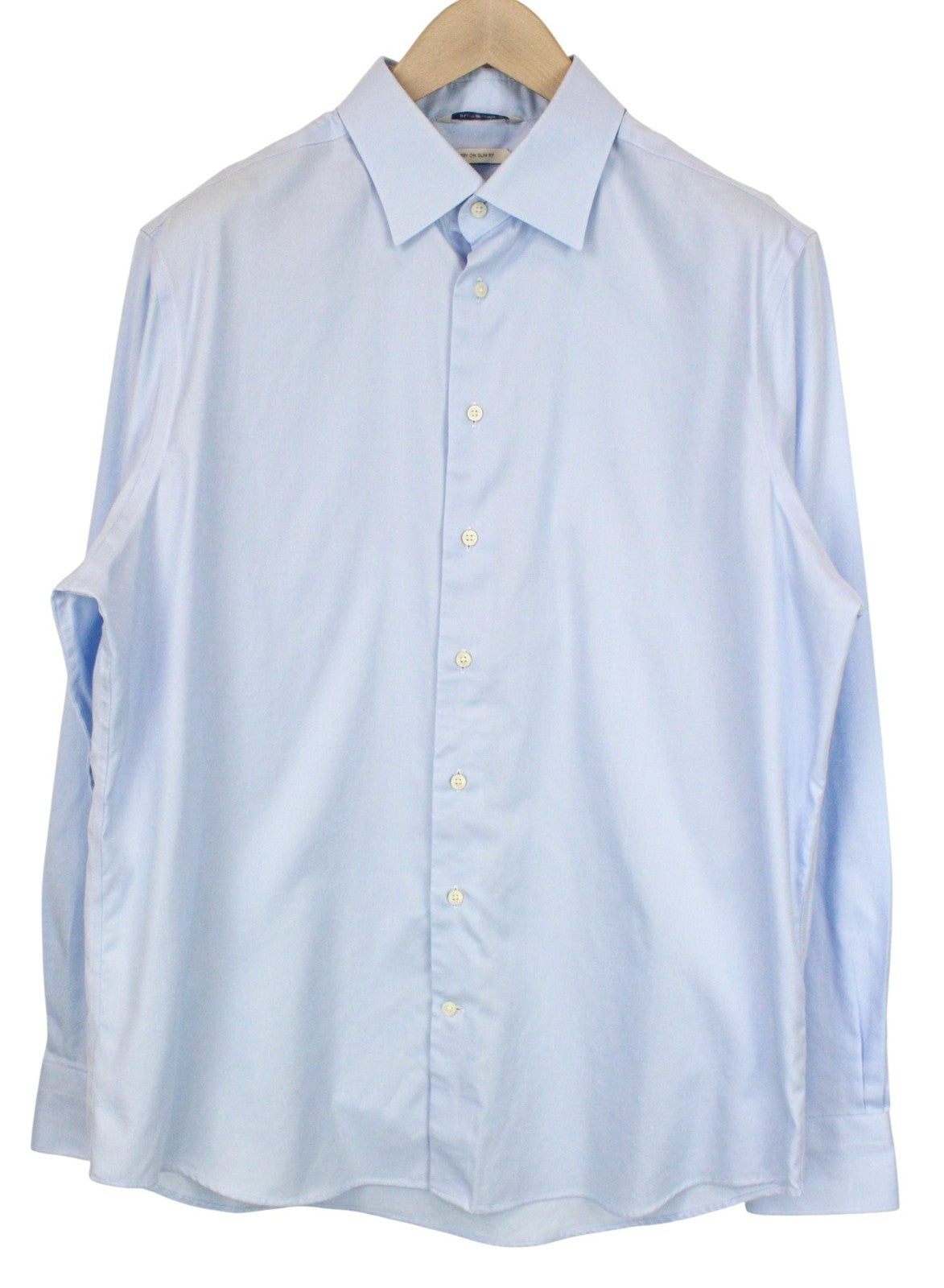 SUITSUPPLY Men's Formal Shirt 43/17 Melange Blue Try On Pure Cotton Slim Formal