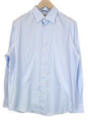 SUITSUPPLY Men's Formal Shirt 43/17 Melange Blue Try On Pure Cotton Slim Formal