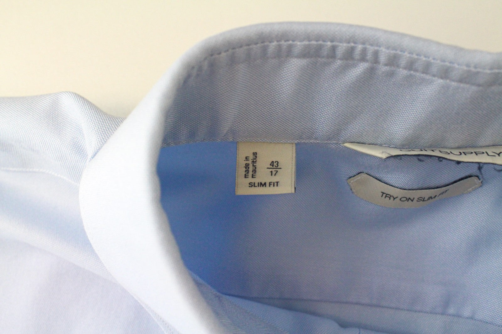 SUITSUPPLY Men's Formal Shirt 43/17 Melange Blue Try On Pure Cotton Slim Formal