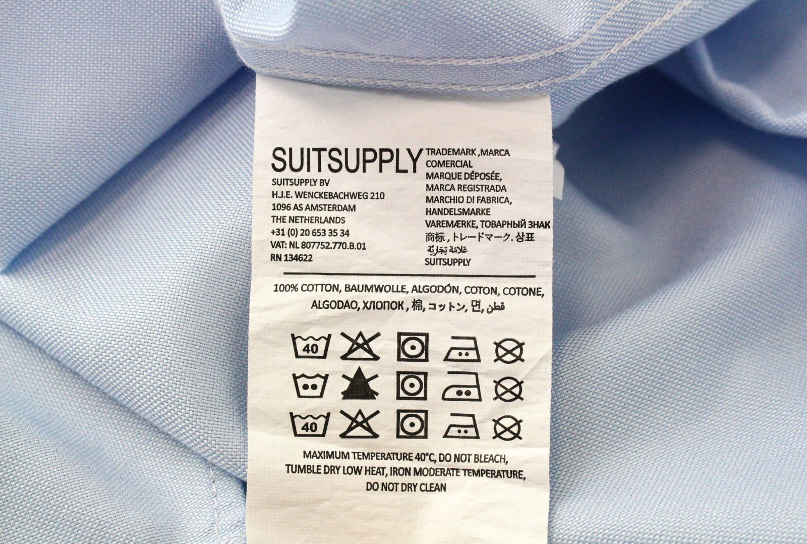 SUITSUPPLY Men's Formal Shirt 43/17 Melange Blue Try On Pure Cotton Slim Formal