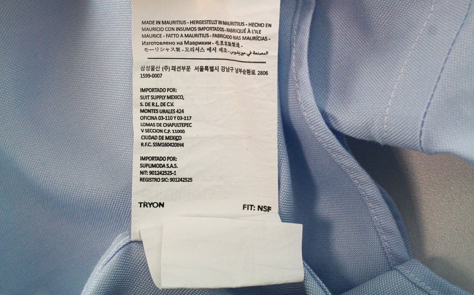 SUITSUPPLY Men's Formal Shirt 43/17 Melange Blue Try On Pure Cotton Slim Formal