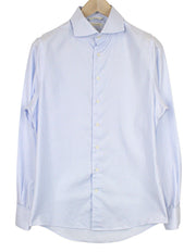 SUITSUPPLY Men's Formal Shirt 40/15 3/4 Light Blue Striped Try On Extra Slim Fit