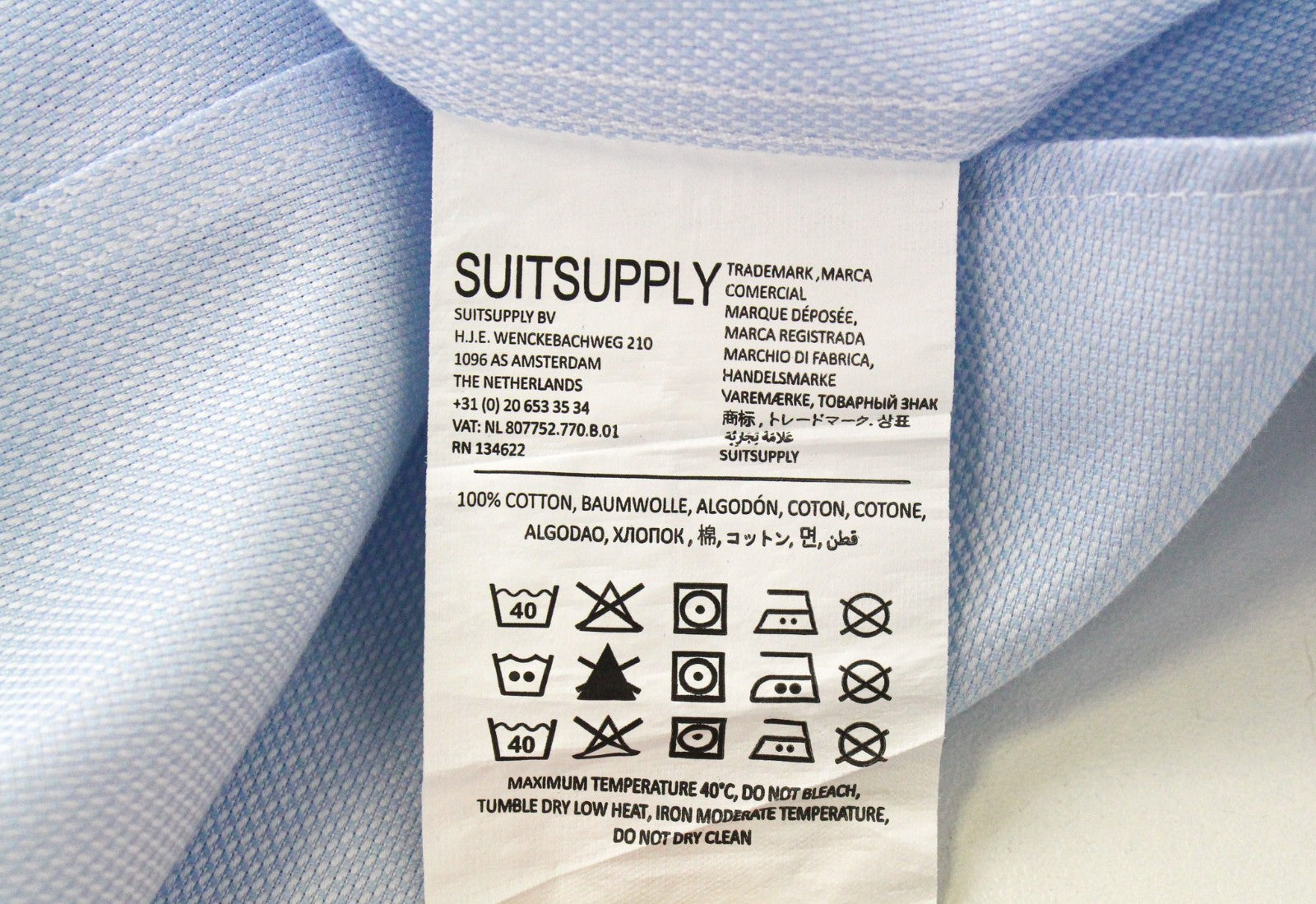 SUITSUPPLY vyriški formalūs marškinėliai 42/16 1/2 šviesiai mėlyni melanžo stiliaus „Traveller Extra Slim“ 