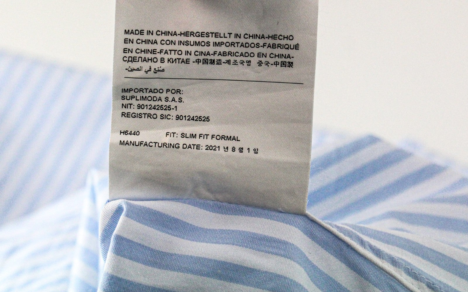 SUITSUPPLY Men's Formal Shirt 36/14 Egyptian Cotton Light Blue Striped Slim Cut