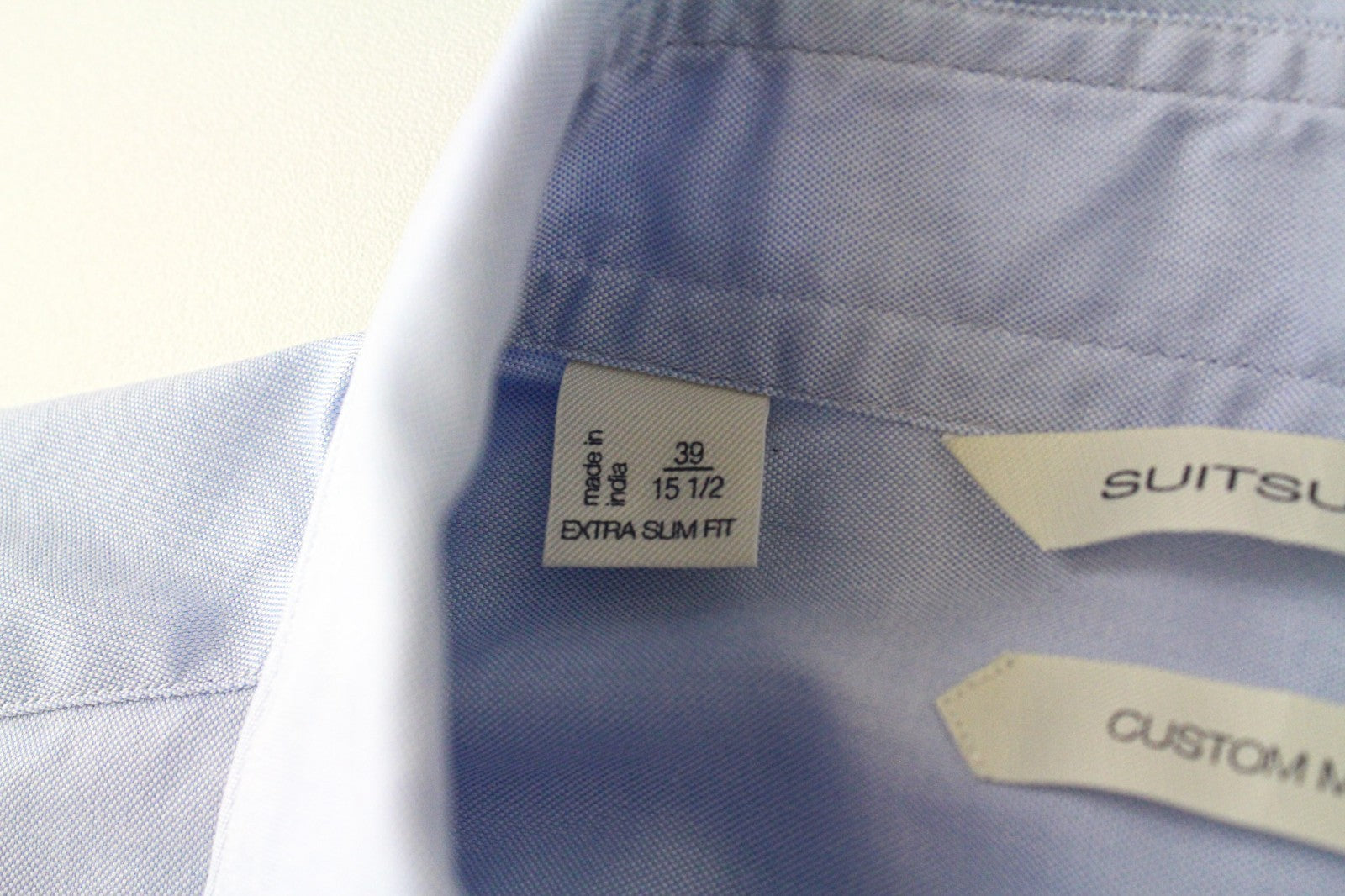 SUITSUPPLY Men's Formal Shirt 39/15 1/2 Blue Long Sleeve Extra Slim Cotton