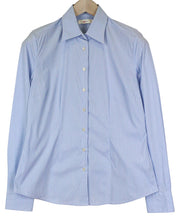 SUISTUDIO moteriški marškinėliai 40R mėlyni dryžuoti tamprūs medvilniniai laisvalaikio marškinėliai 