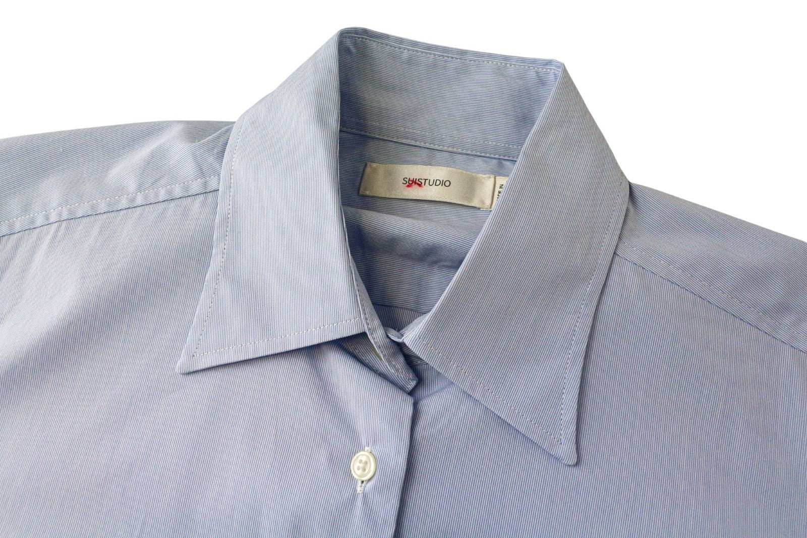 SUISTUDIO moteriški marškinėliai 40R mėlyni dryžuoti tamprūs medvilniniai laisvalaikio marškinėliai 