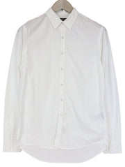 REPLAY vyriški marškinėliai S balti dryžuoti medvilniniai ploni marškinėliai su sagomis ilgomis rankovėmis laisvalaikio stiliumi 