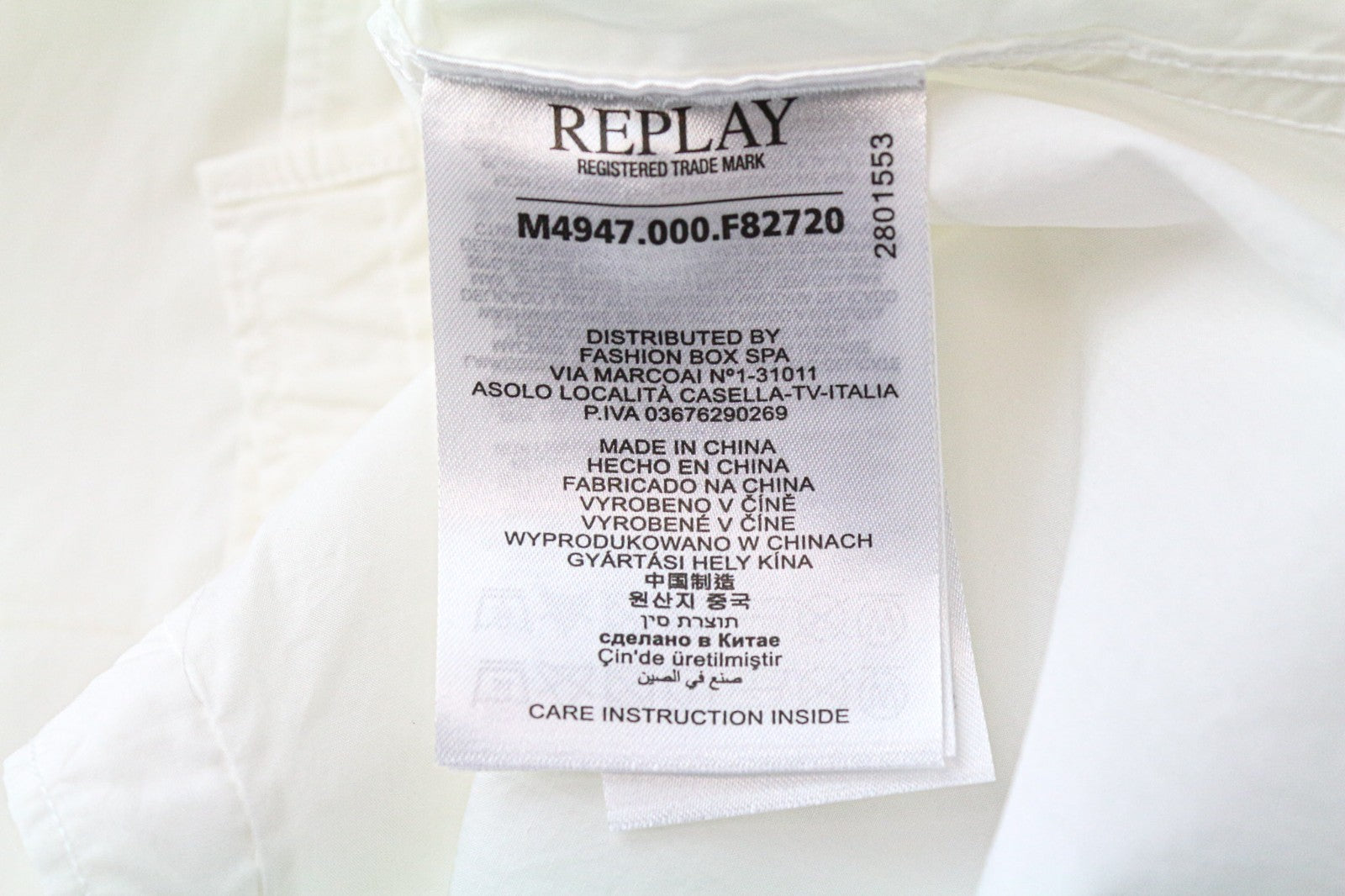 REPLAY vyriški marškinėliai S balti dryžuoti medvilniniai ploni marškinėliai su sagomis ilgomis rankovėmis laisvalaikio stiliumi 