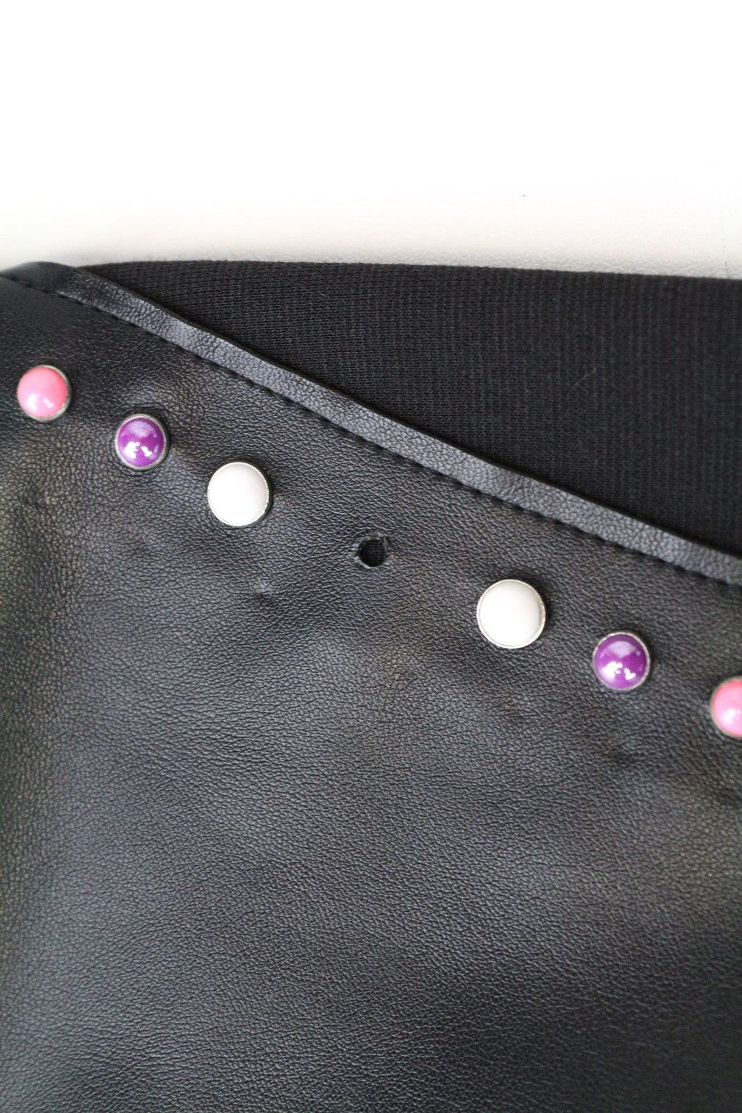 FRANKIE MORELLO Rog moteriškos kelnės 40 UK8 juodos dirbtinės odos kelnės su dygliais 