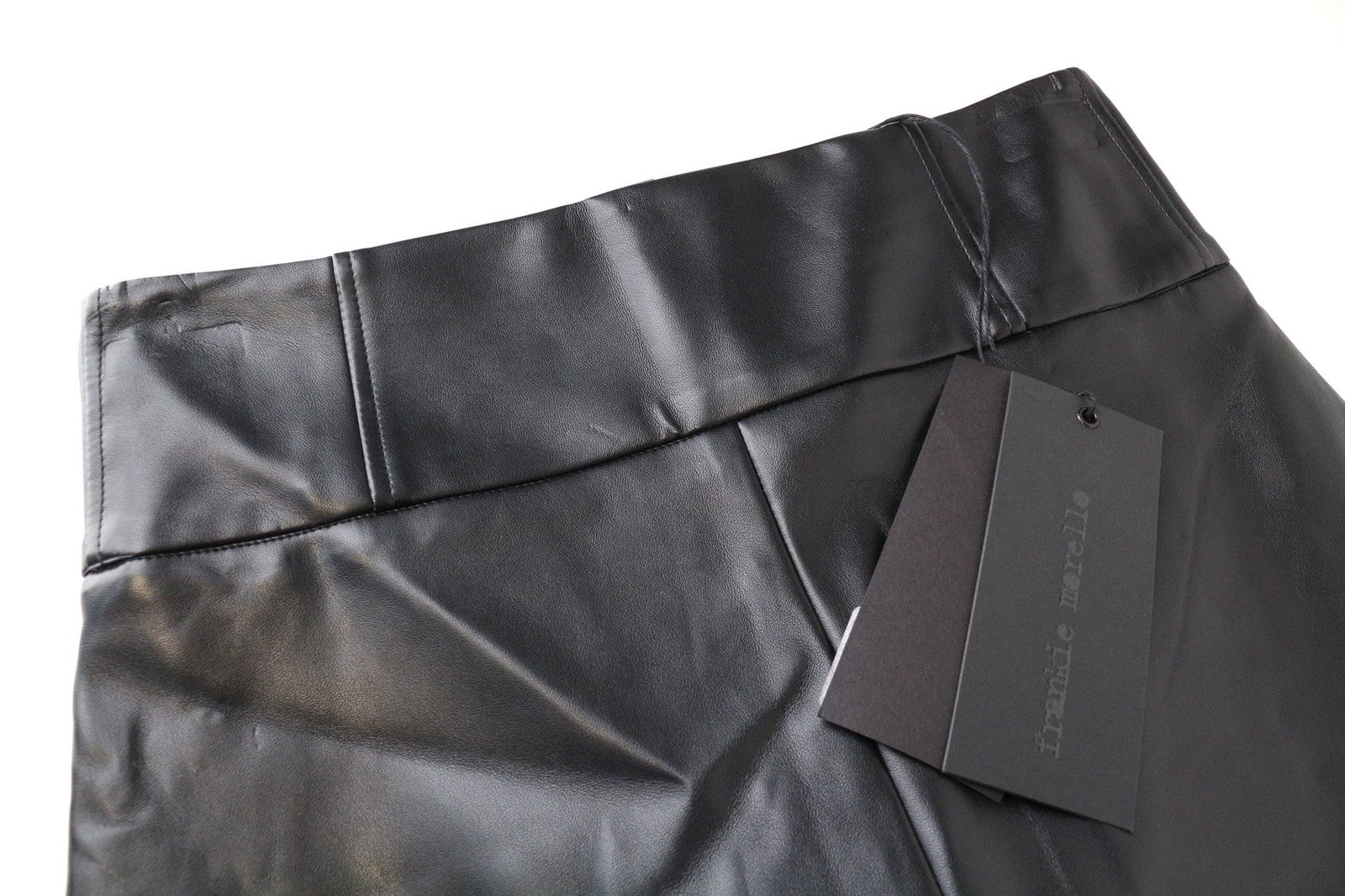 FRANKIE MORELLO Rog moteriškos kelnės 40 UK8 juodos dirbtinės odos kelnės su dygliais 