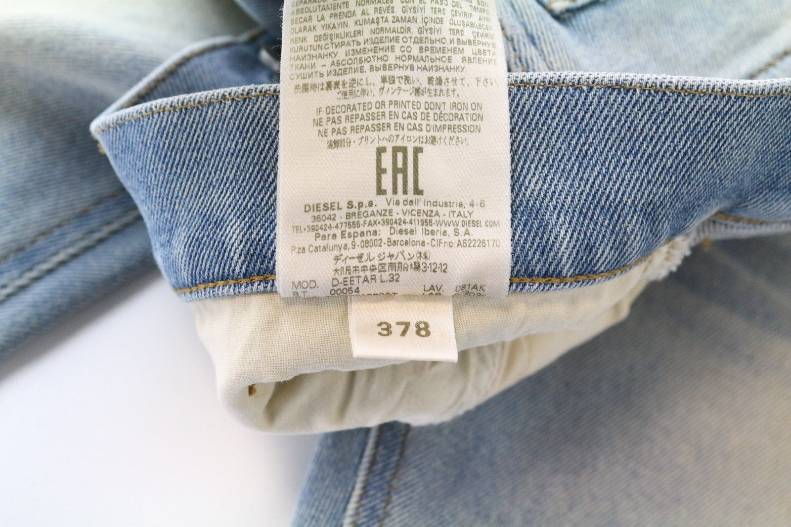 DIESEL D-Eetar 081AK Men's Jeans W28/L32 Blue Aged Wash Cotton Stretch Tapered