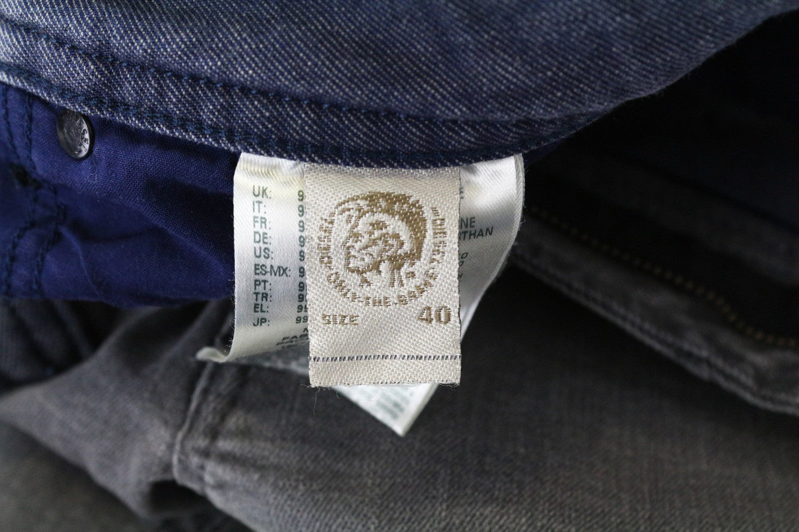 DIESEL Thommer 084JT vyriški džinsai W40/L32 Slim pilki skalbtos medvilnės tamprūs kirpimai 