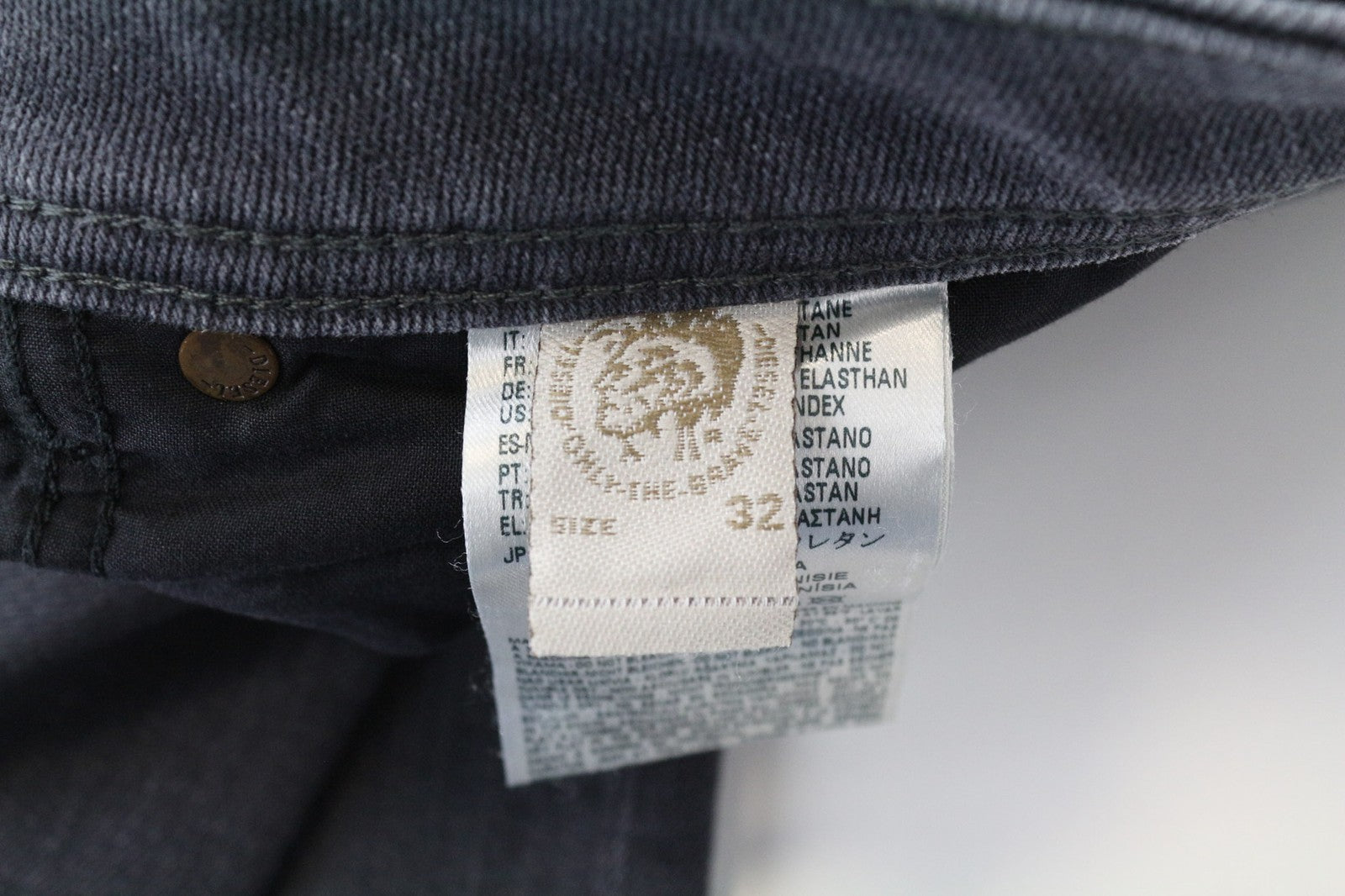 DIESEL Belther 0859X Men's Jeans W32/L32 Slim Tapered Grey Cotton Stretch Fit