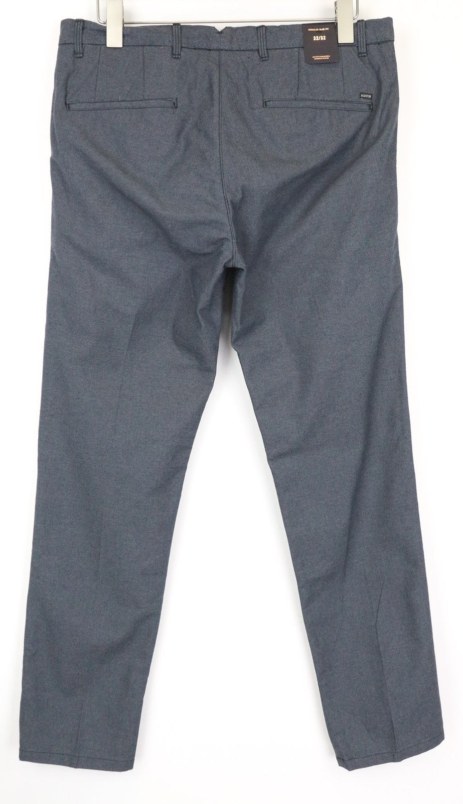 SCOTCH &amp; SODA Stuart vyriškos kelnės W32/L32 mėlynos, plonos, klostuotos medvilninės kelnės