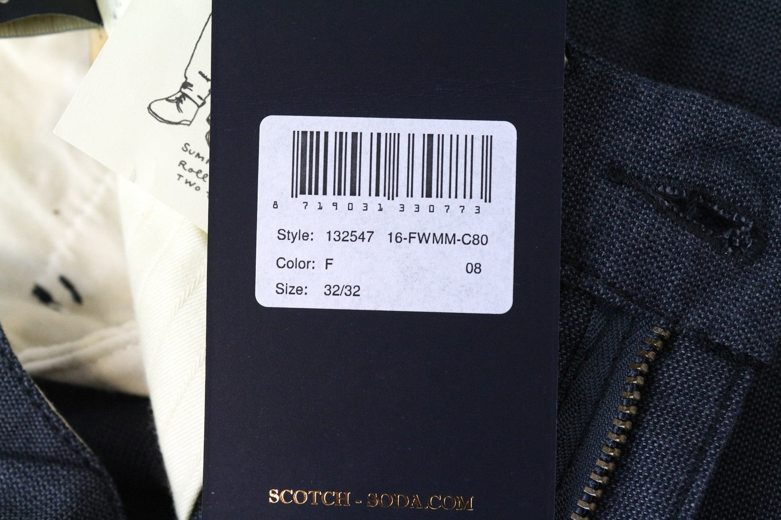 SCOTCH &amp; SODA Stuart vyriškos kelnės W32/L32 mėlynos, plonos, klostuotos medvilninės kelnės