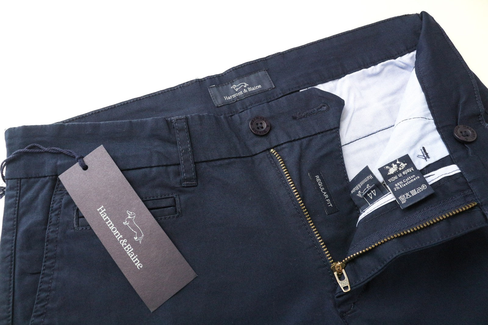 HARMONT &amp; BLAINE vyriški šortai 44 mėlyni, tamprūs, medvilniniai, su keliomis kišenėmis 