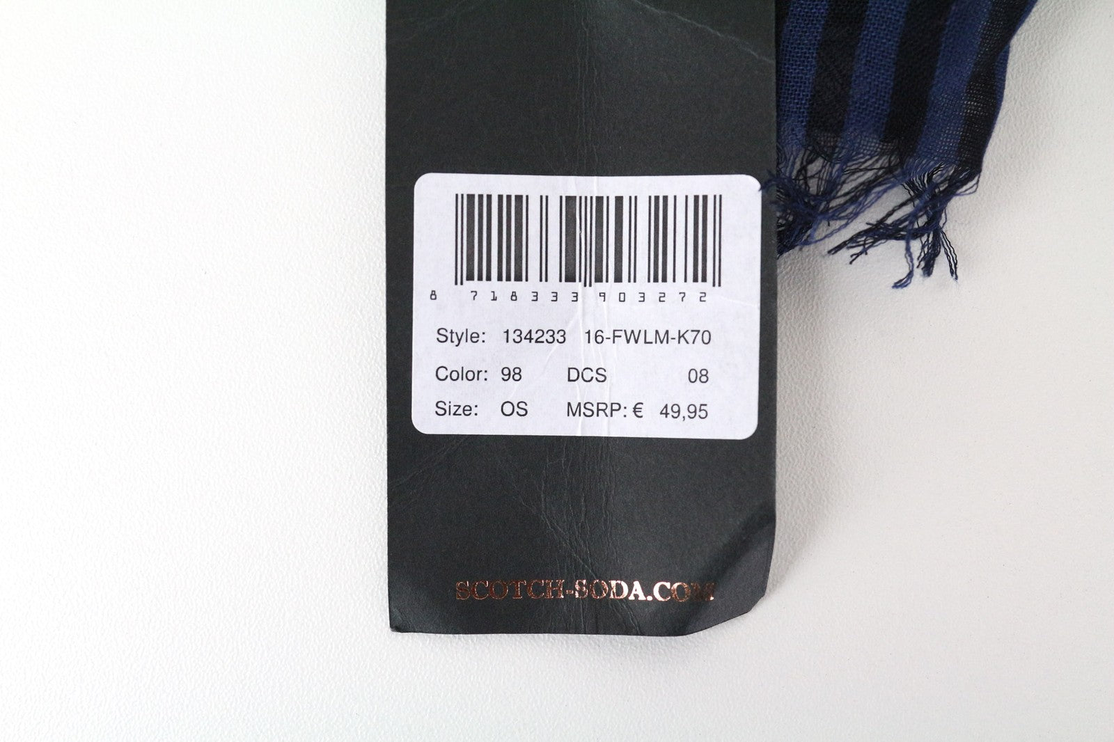 MAISON SCOTCH Women's Scarf OS Dark Blue Striped Lightweight Casual Wrap