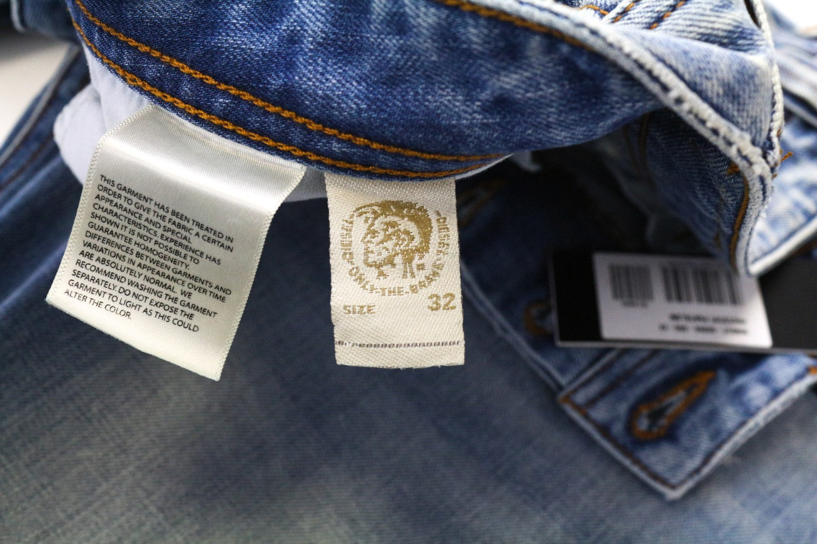 DIESEL Men's Jeans W32 Light Blue Distressed Cotton 5-Pocket Bootcut Fit