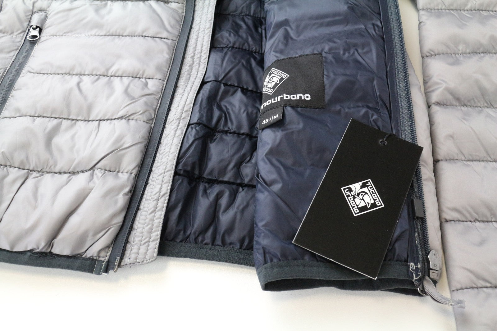 TUCANO URBANO vyriška striukė su pamušalu ir užtrauktuku, pilka, neperpučiama, su užtrauktuku 