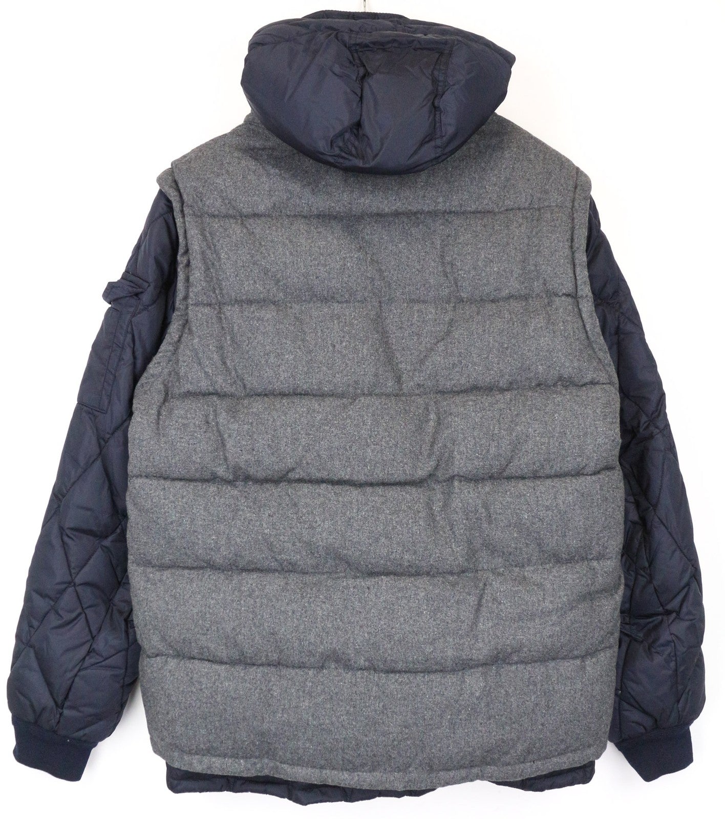 SCOTCH &amp; SODA Ams Couture vyriška striukė XL pilkai tamsiai mėlyna vilnos mišinio liemenė su gobtuvu 