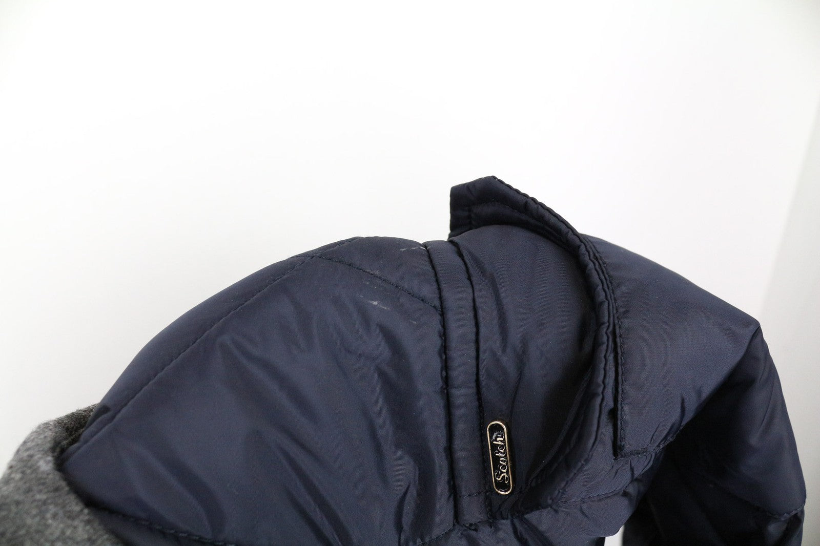 SCOTCH &amp; SODA Ams Couture vyriška striukė XL pilkai tamsiai mėlyna vilnos mišinio liemenė su gobtuvu 