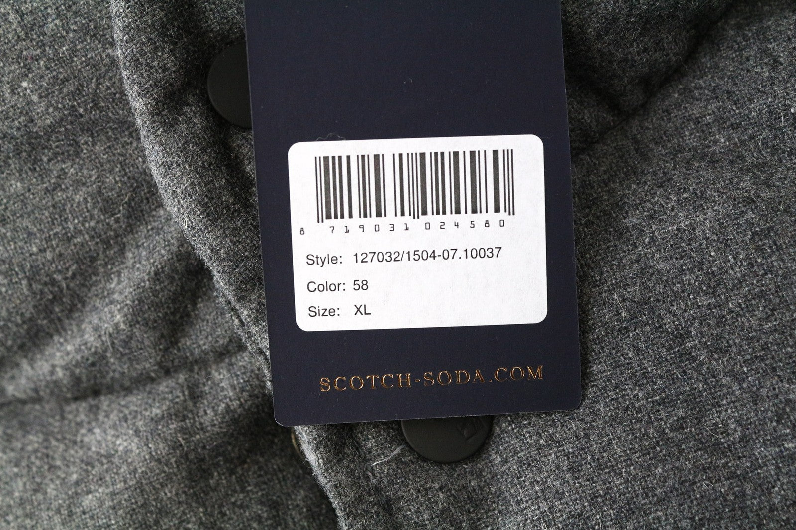 SCOTCH &amp; SODA Ams Couture vyriška striukė XL pilkai tamsiai mėlyna vilnos mišinio liemenė su gobtuvu 