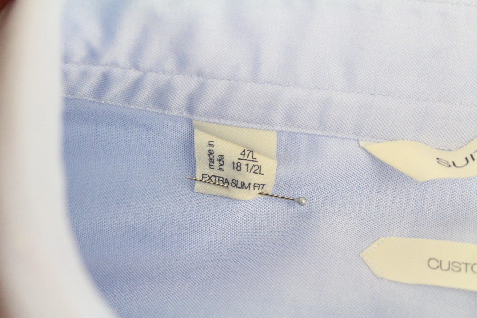 SUITSUPPLY Men's Formal Shirt 47L/18 1/2L Blue Cutaway Collar Extra Slim Cotton