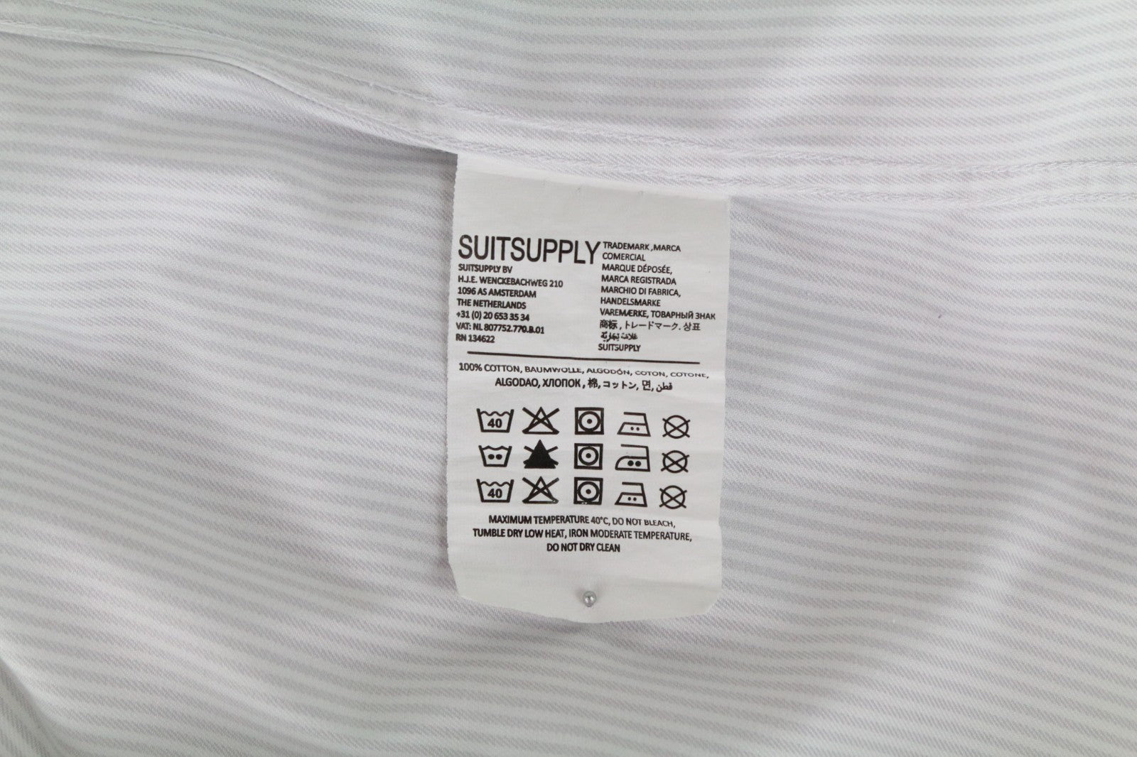 „SUITSUPPLY Traveller“ vyriški formalūs marškinėliai, 39L/15 1/2L, pilki, dryžuoti, medvilniniai. 