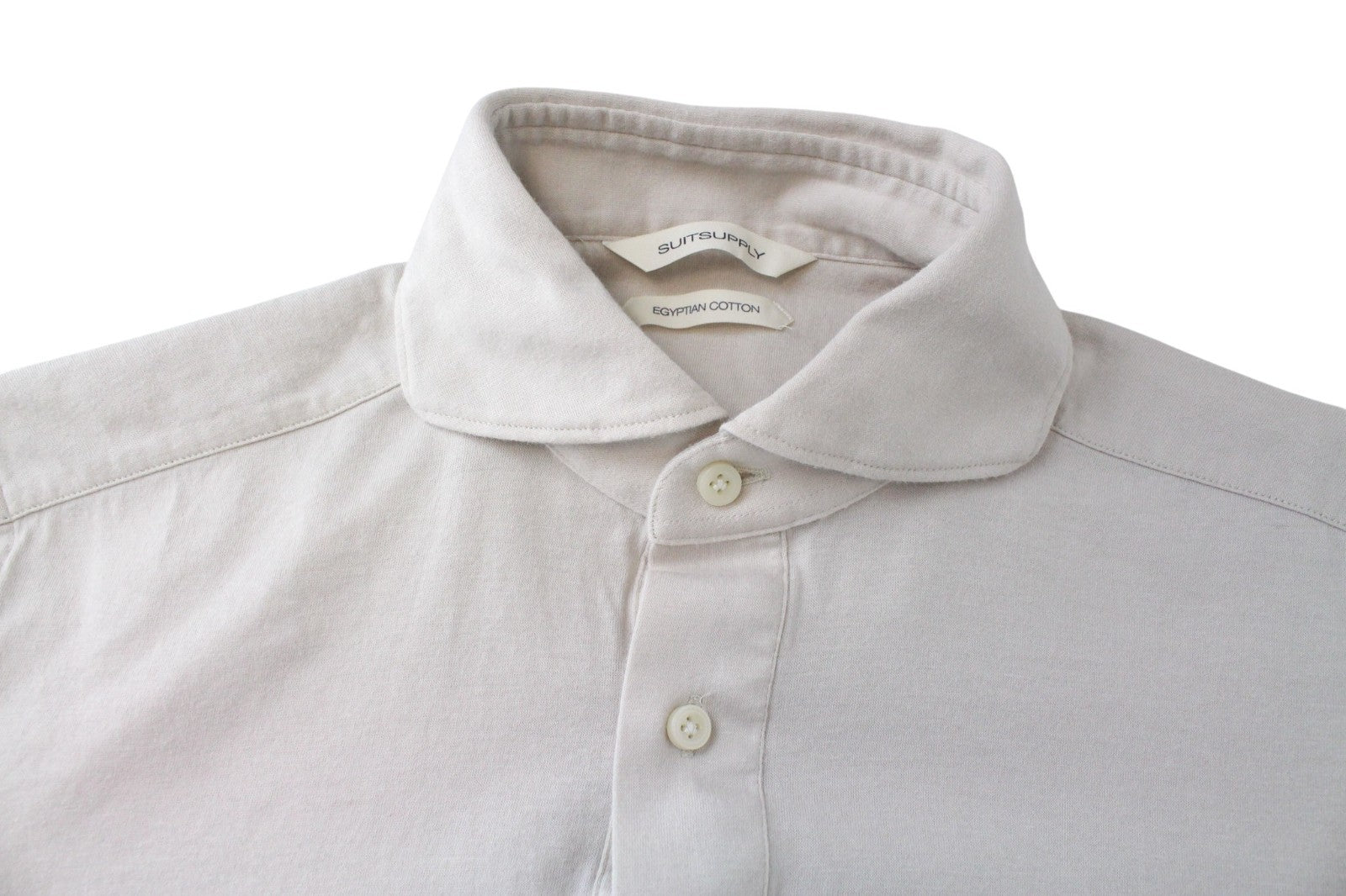 SUITSUPPLY Men's Shirt 37/14 1/2 Polo Beige Egyptian Cotton Extra Slim