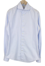 SUITSUPPLY Men's Formal Shirt 40L/15 3/4L Blue Striped Cotton Extra Slim Try On