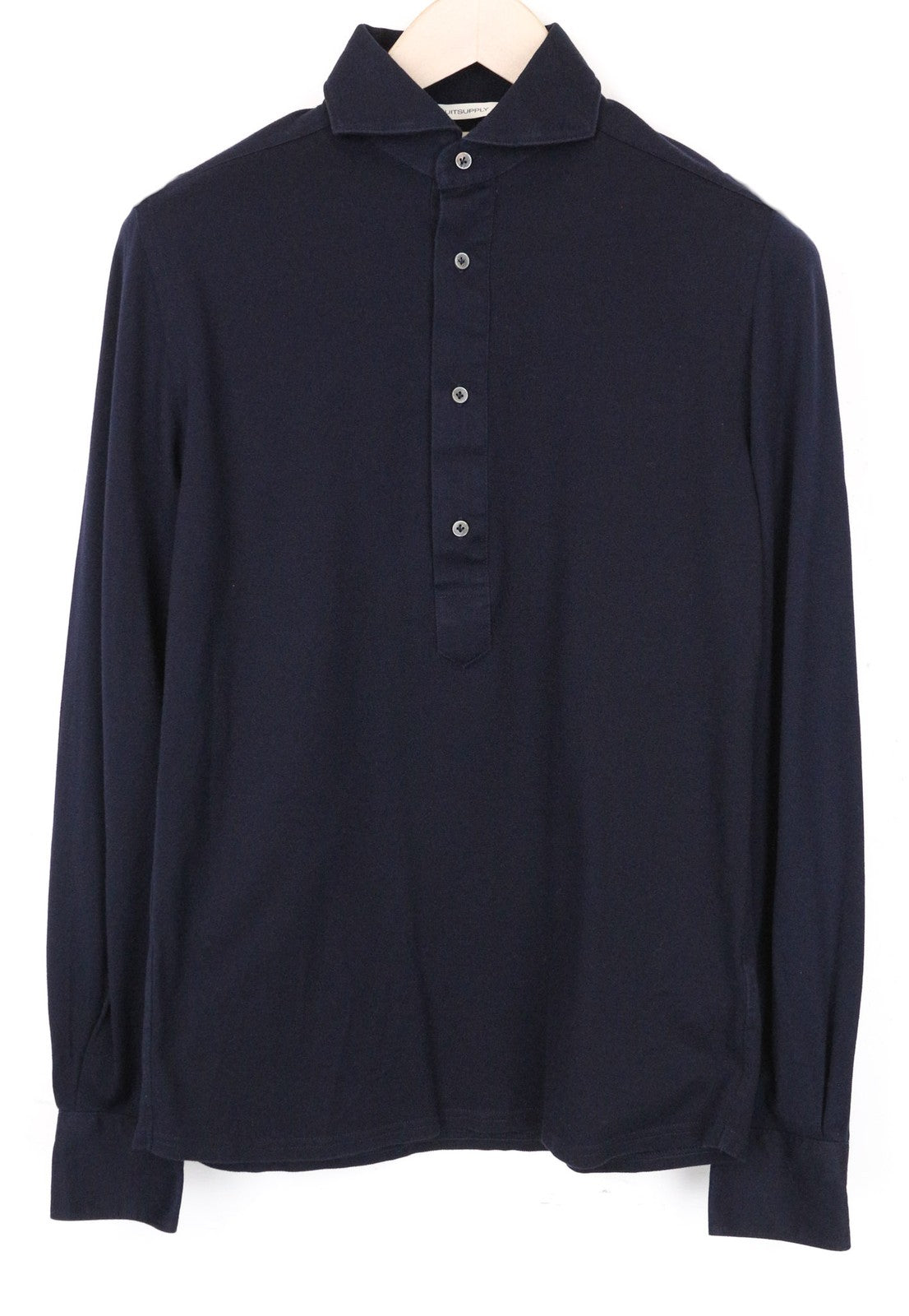 SUITSUPPLY Men's Shirt 37/38/14 1/2 Dark Blue Polo Cotton Extra Slim
